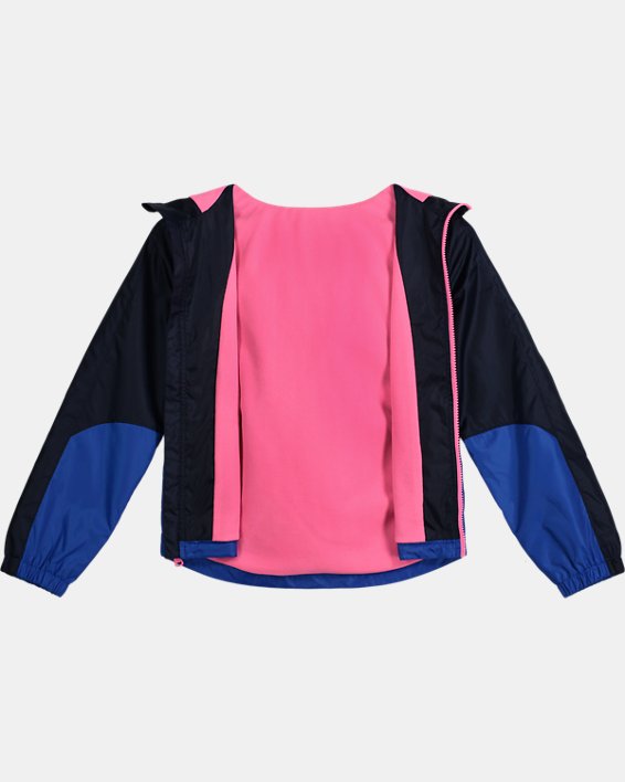 Girls' UA Manataug Windbreaker Jacket, Blue, pdpMainDesktop image number 1